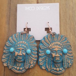 Turquoise and Gold Tribal Earrings